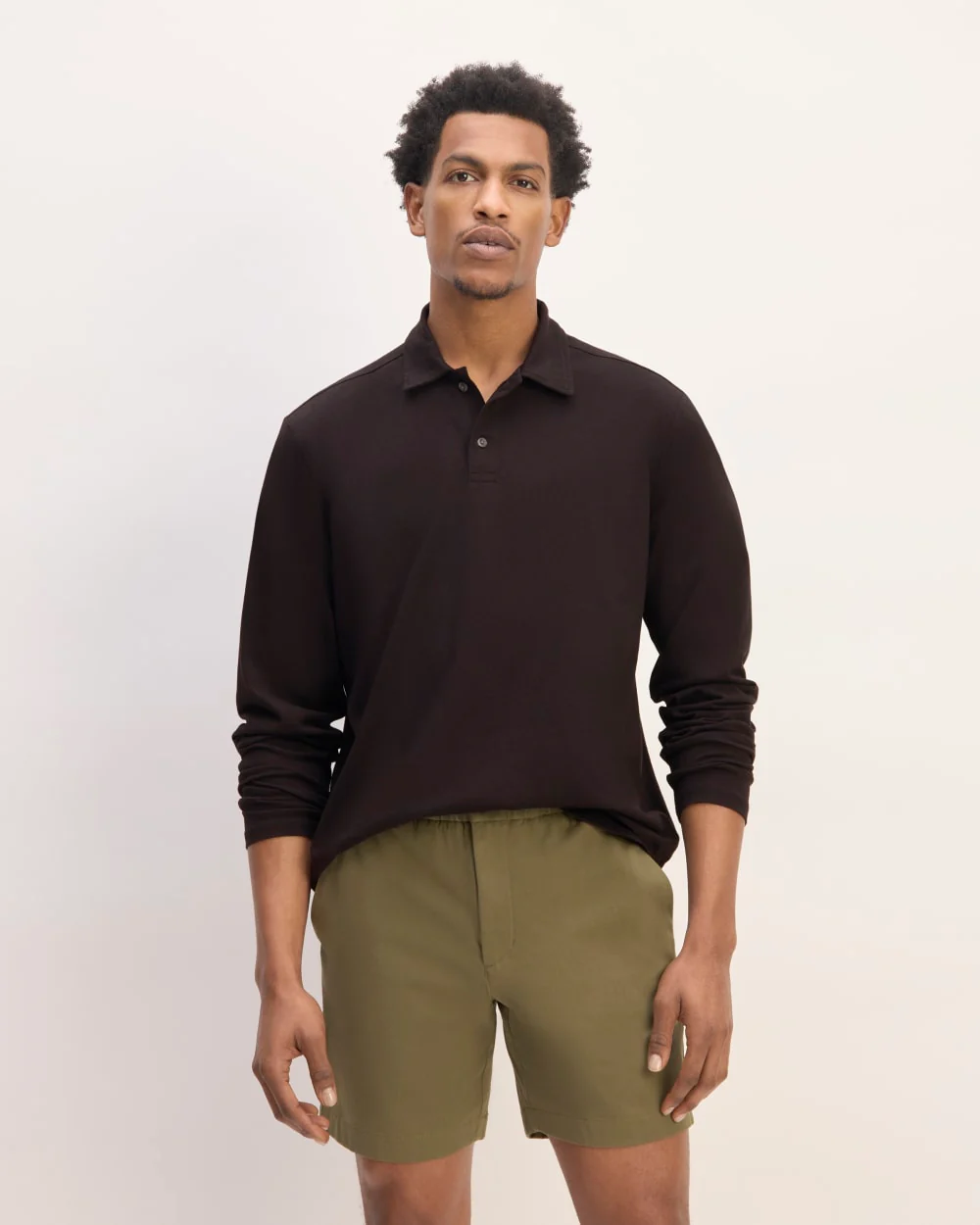 The Premium Weight Long-Sleeve Polo | Black