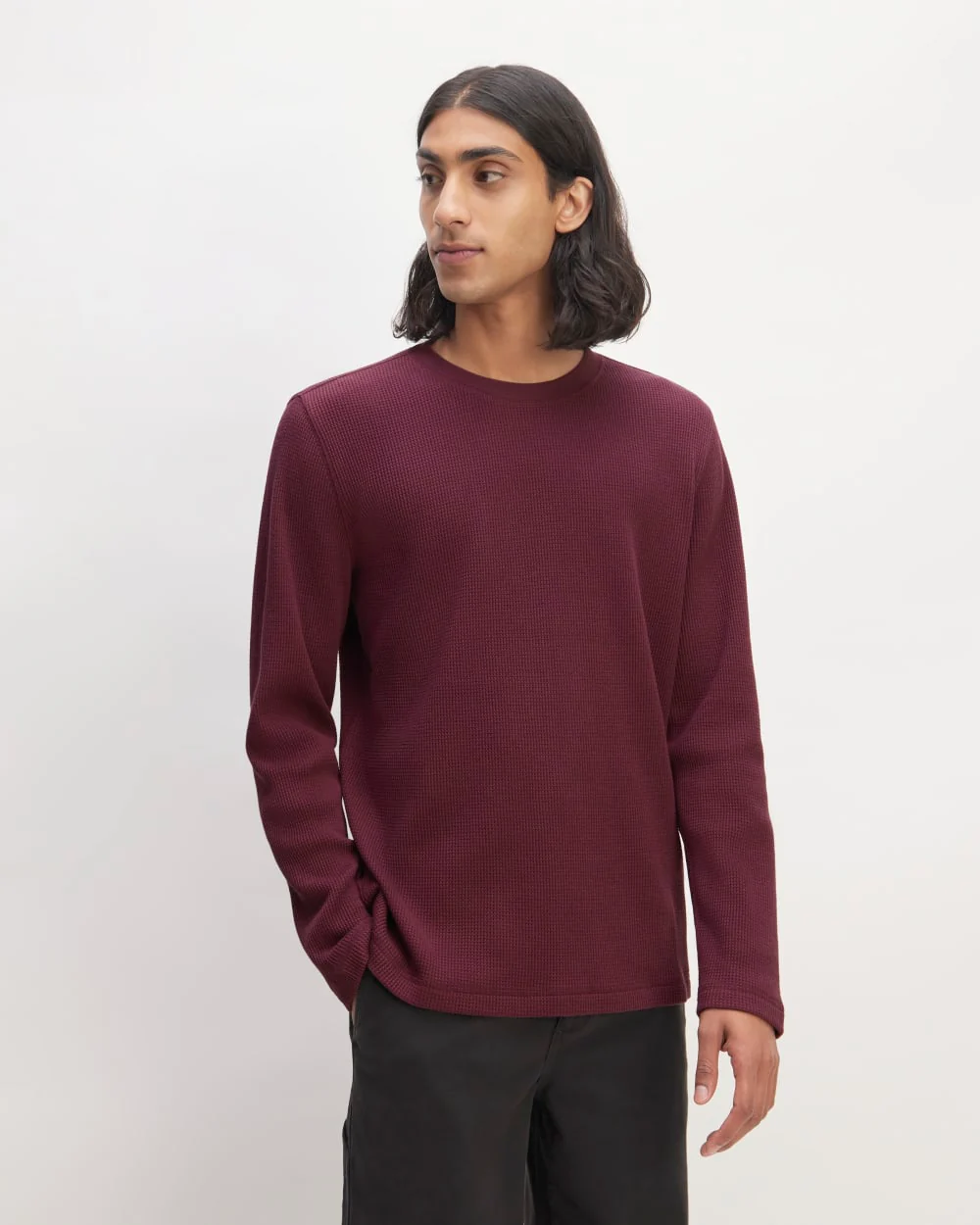 The Waffle Long-Sleeve Crew | Burgundy