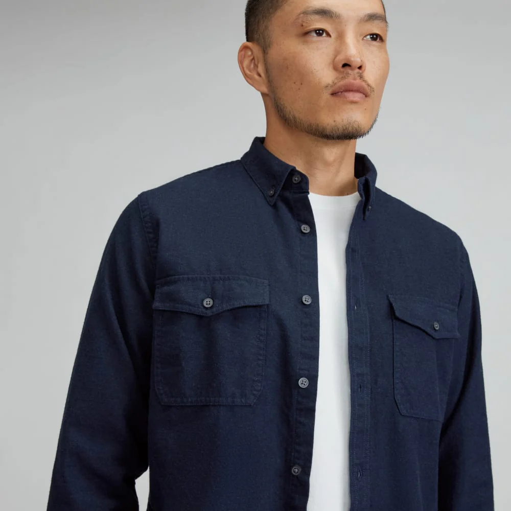 The Brushed Flannel Shirt | Heather Navy