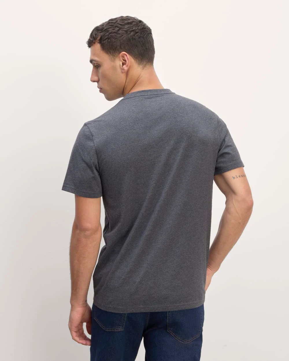 The Essential Organic V-Neck Tee | Heather Deep Navy