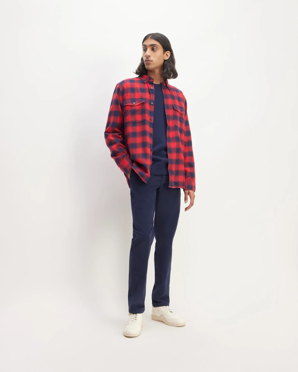 The Brushed Flannel Shirt | Haute Red / Bellwether Blue