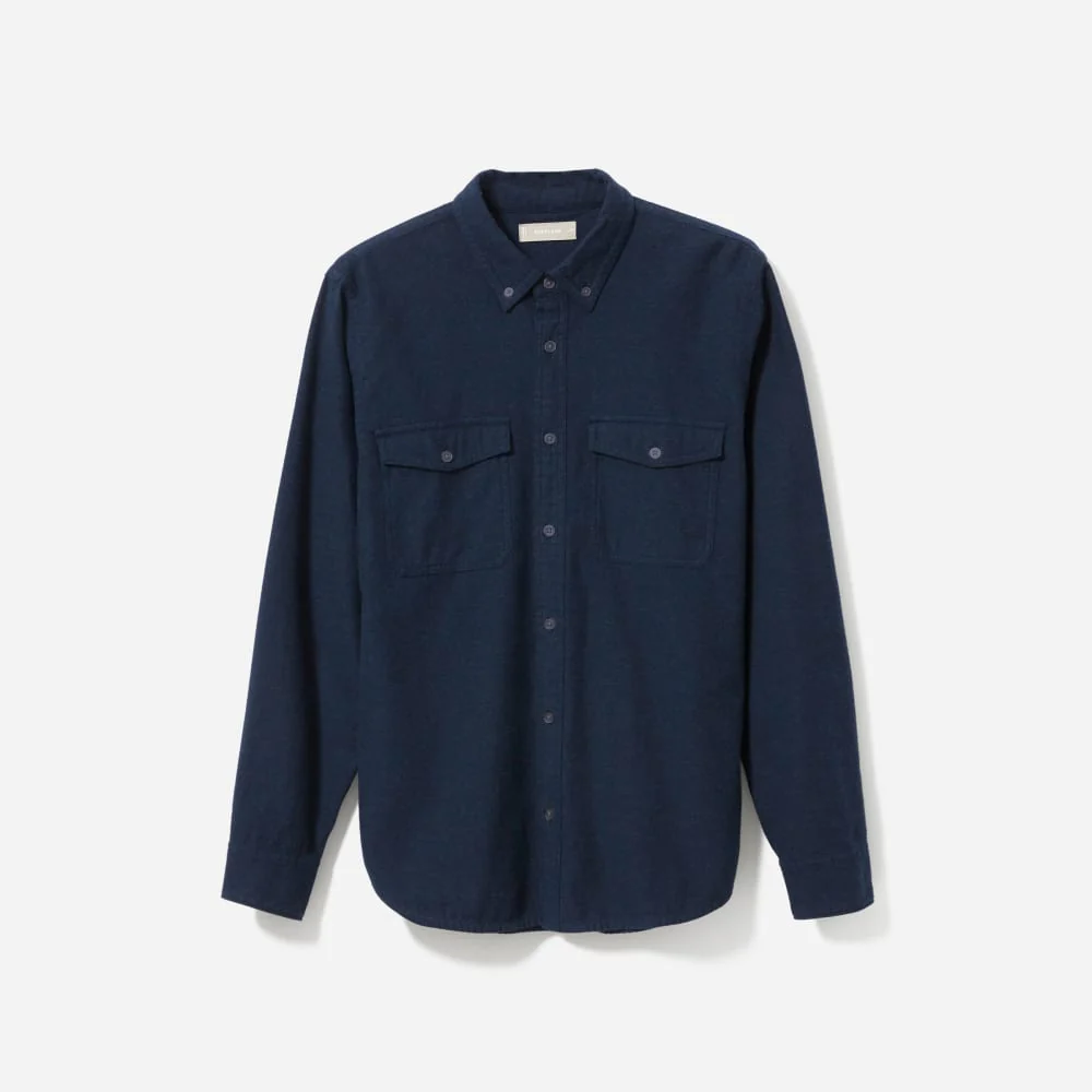 The Brushed Flannel Shirt | Heather Navy