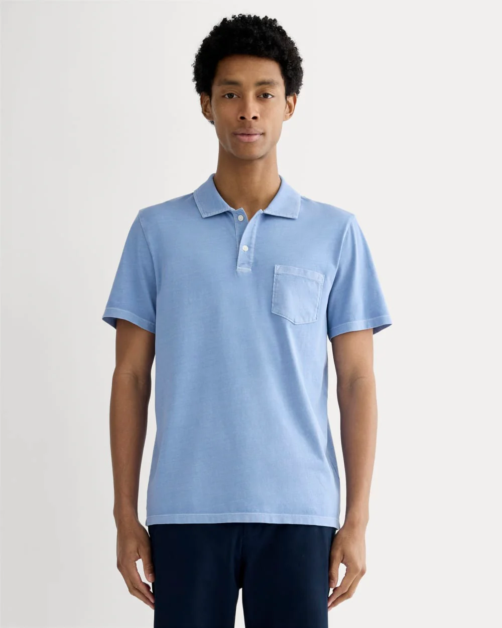 The Essential Organic Garment-Dyed Polo | Granada Sky Blue Garment Dye