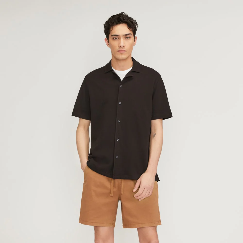 The Pique Short-Sleeve Shirt | Black