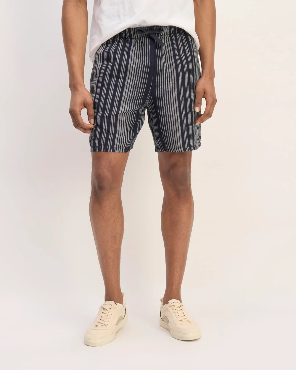The Linen Easy Short | Navy / Bone