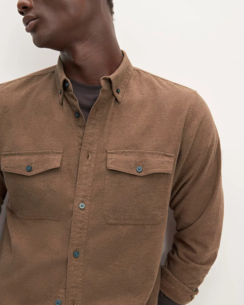 The Brushed Flannel Shirt | Heathered Cocoa Brown