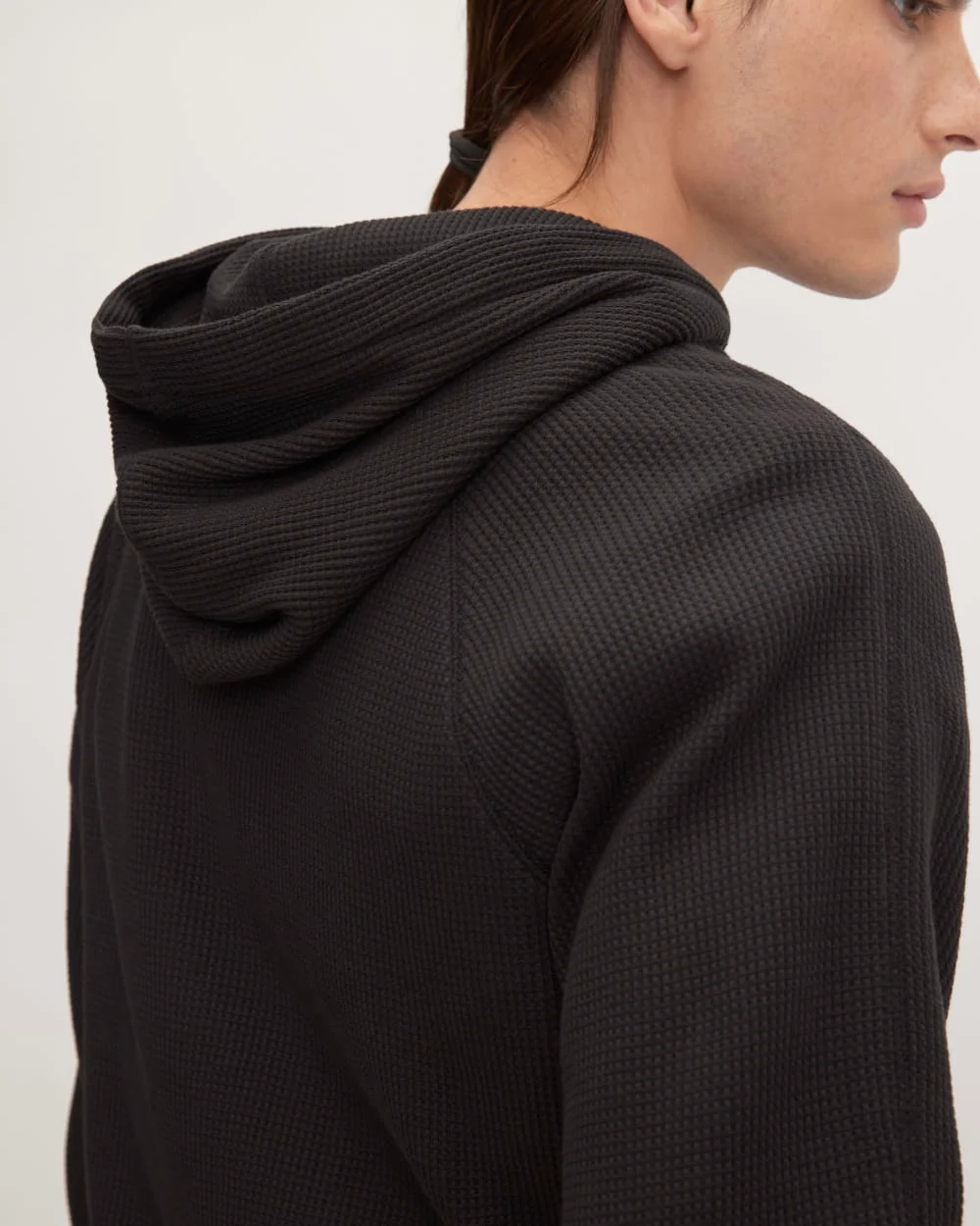 The Waffle-Knit Hoodie | Black