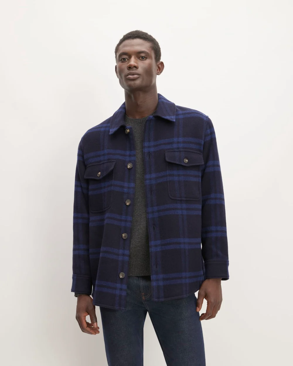 The ReWool® Oversized Shirt Jacket | Blue / Navy