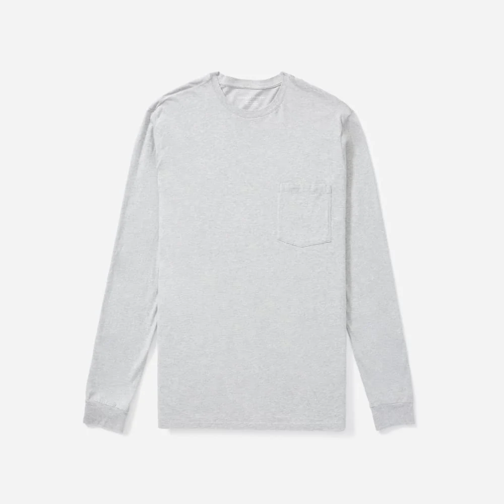 The Organic Cotton Long-Sleeve Pocket Tee |  Heathered Grey