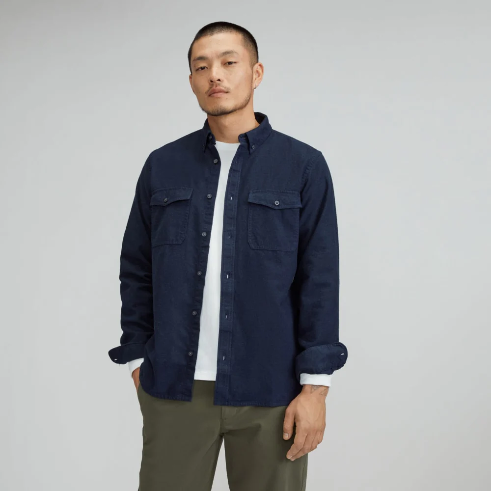 The Brushed Flannel Shirt | Heather Navy