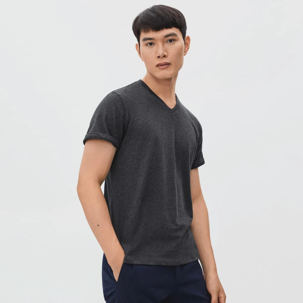 The Organic Cotton V-Neck Tee | Heather Charcoal