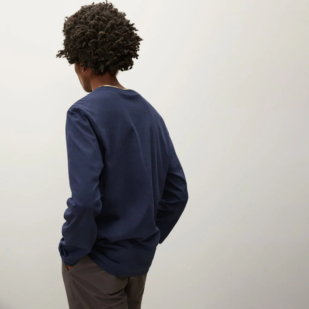 The Organic Cotton Long-Sleeve Pocket Tee | Deep Navy