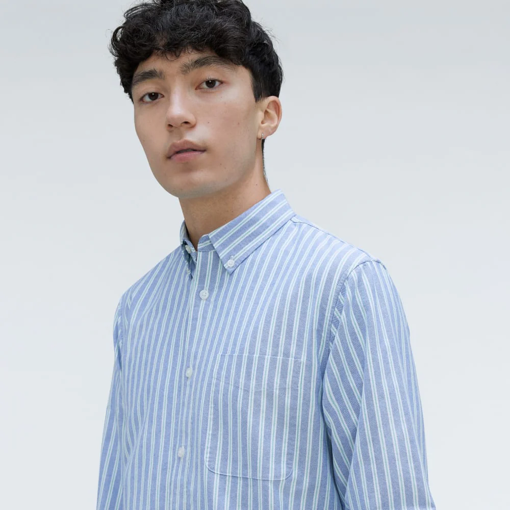 The Standard Fit Japanese Oxford Shirt | Uniform | Lapis Blue / Bright Jade / Optic White | Standard