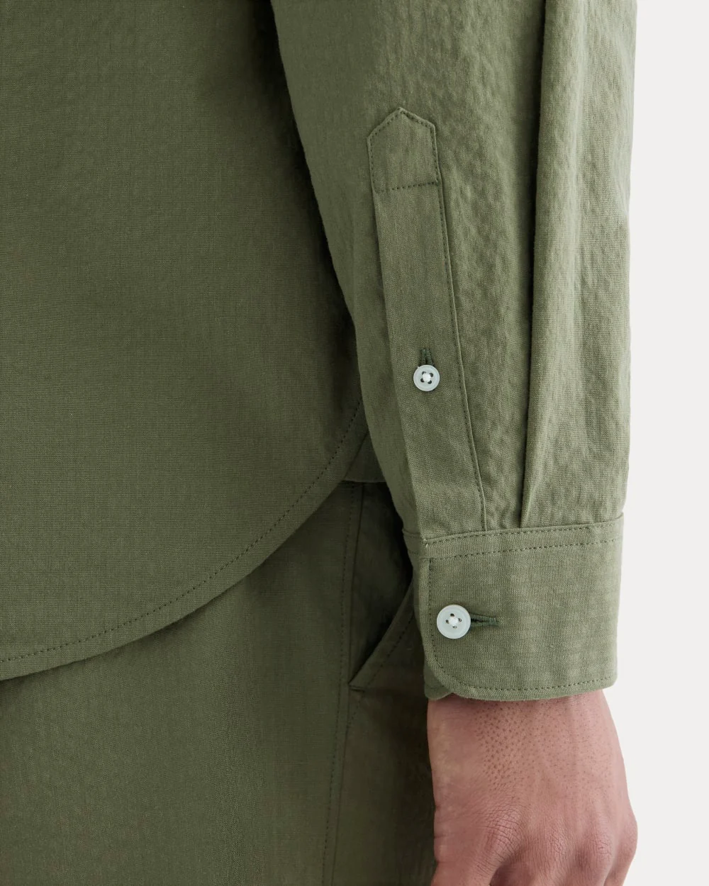 The Seersucker Long-Sleeve Shirt | Lichen Green