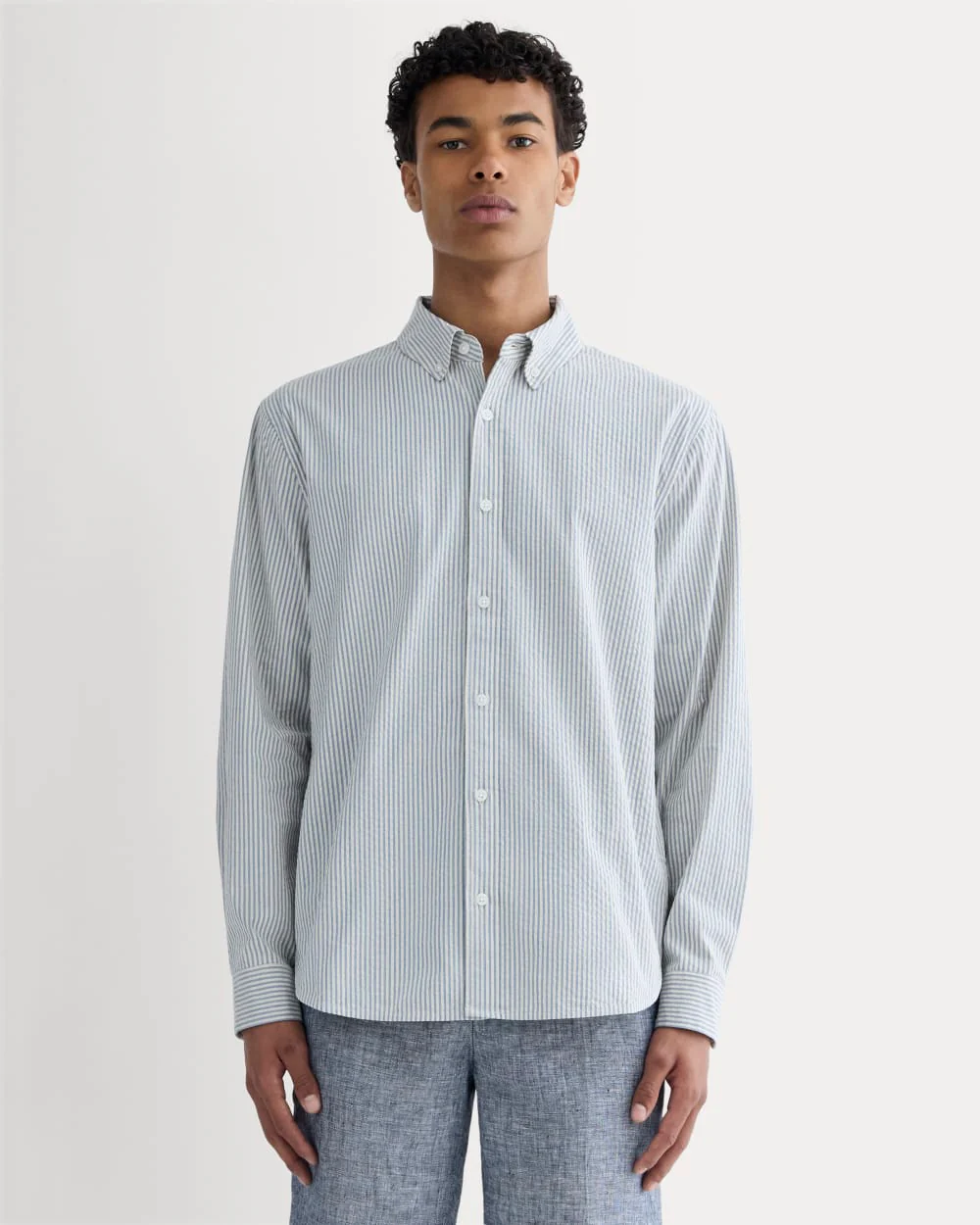 The Seersucker Long-Sleeve Shirt | Dutch Blue / Natural