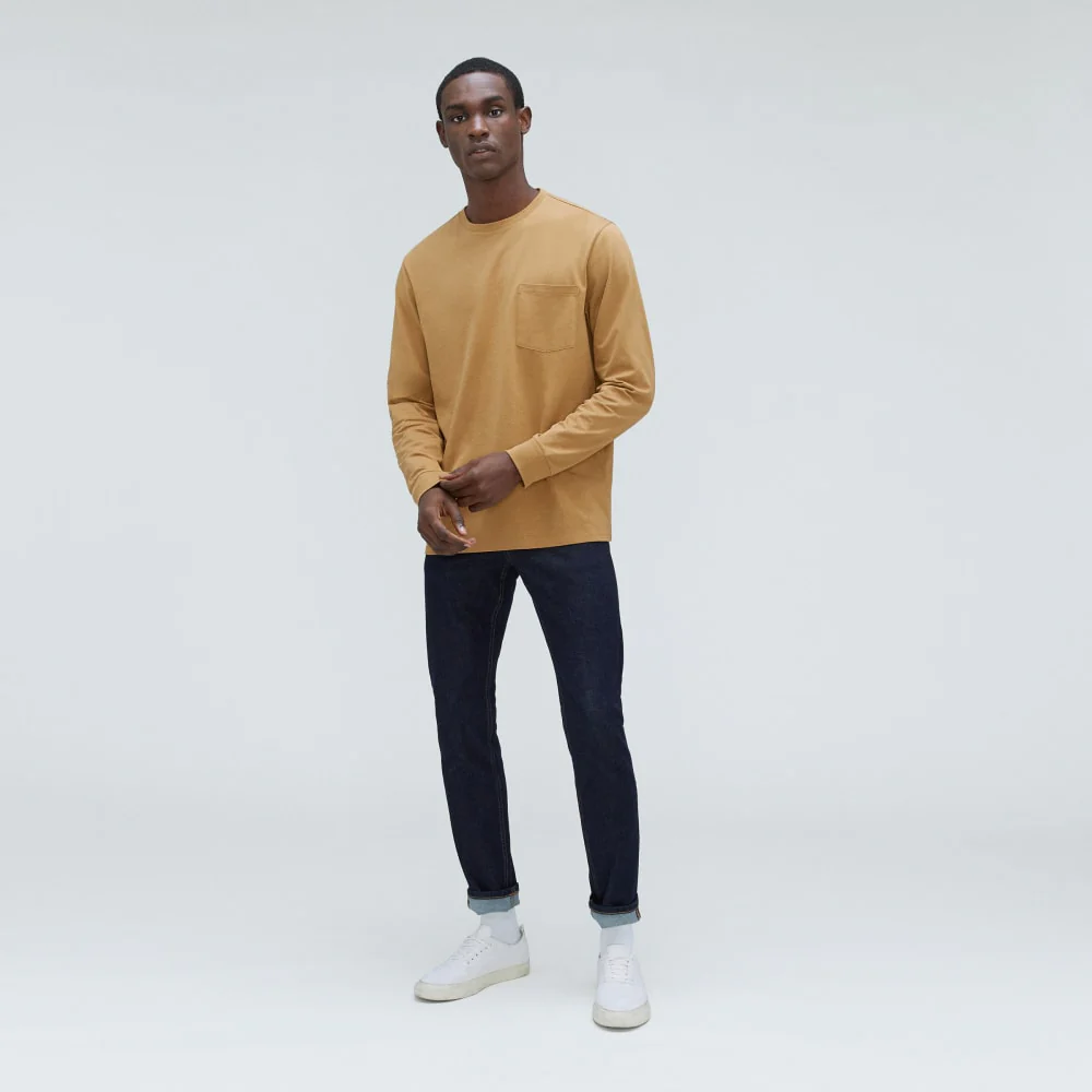 The Organic Cotton Long-Sleeve Pocket Tee | Dark Brown