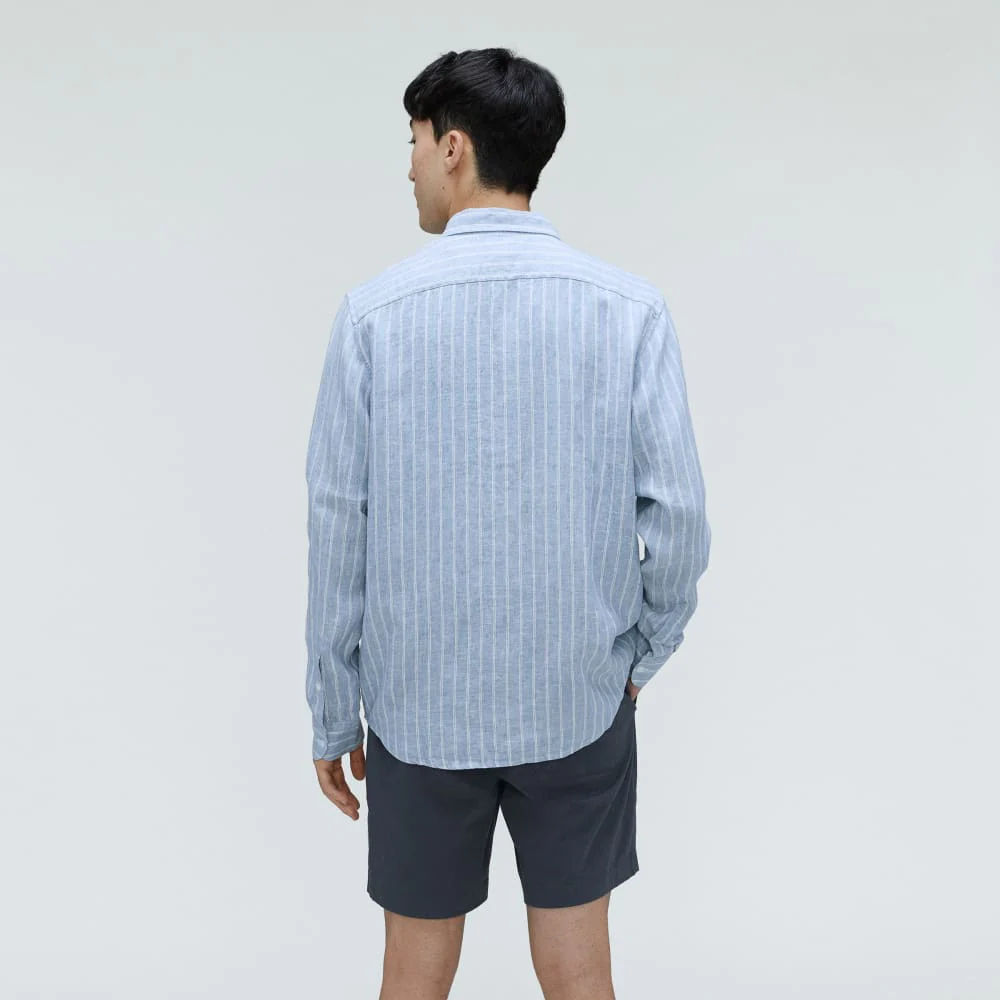 The Classic Shirt in Linen | White / Blue