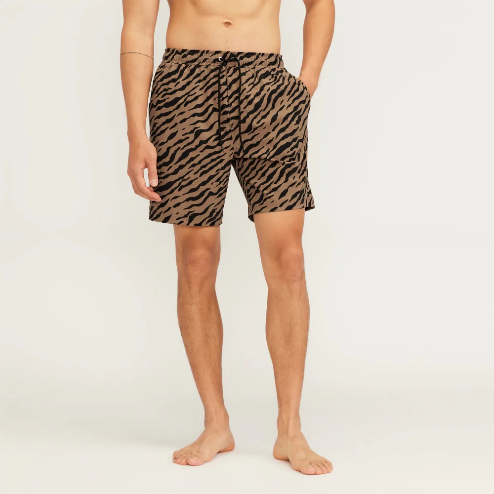 The ReNew Swim Short | Tiger Stripe Toasted Coconut