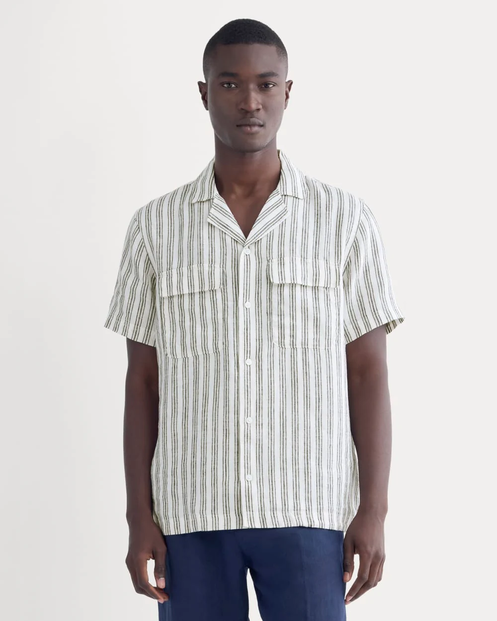 The Resort Shirt in Linen | Bone / Black