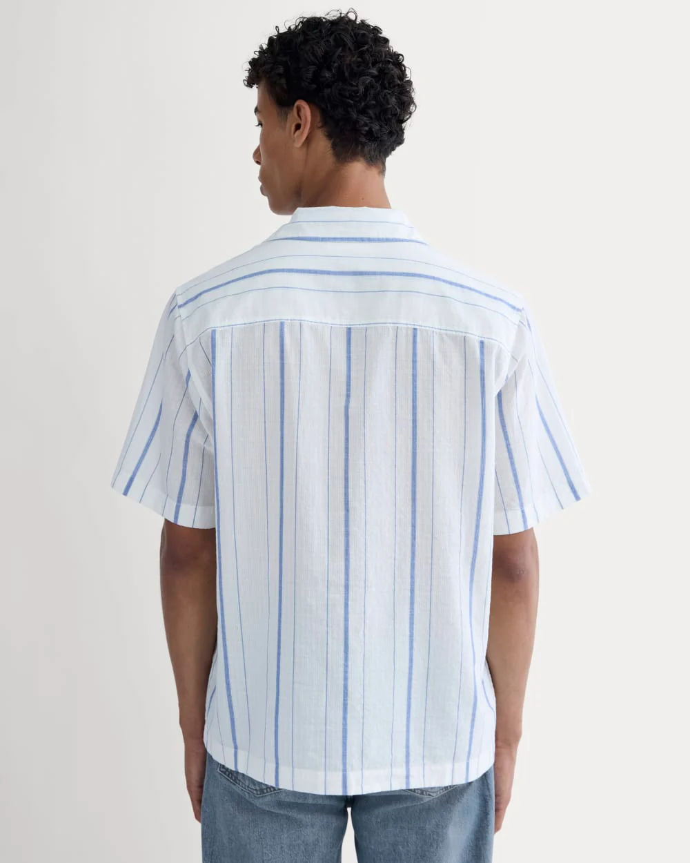 The Textured Resort Shirt | Bone / Dutch Blue
