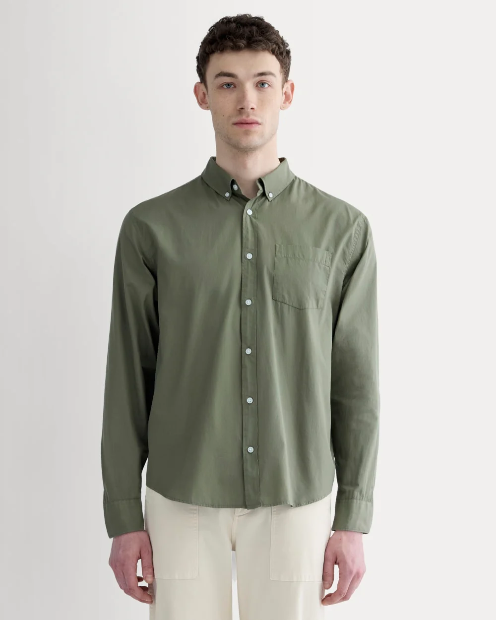 The Washed Poplin Shirt | Lichen Green