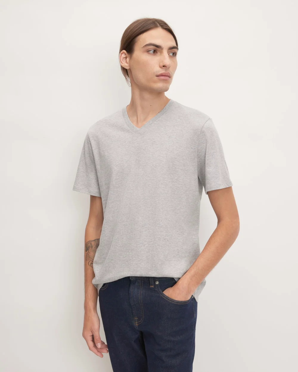 The Organic Cotton V-Neck Tee |  Heathered Grey