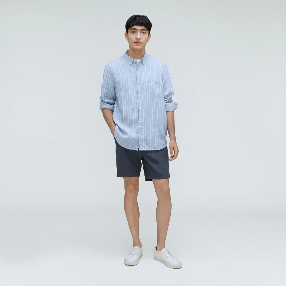 The Classic Shirt in Linen | White / Blue