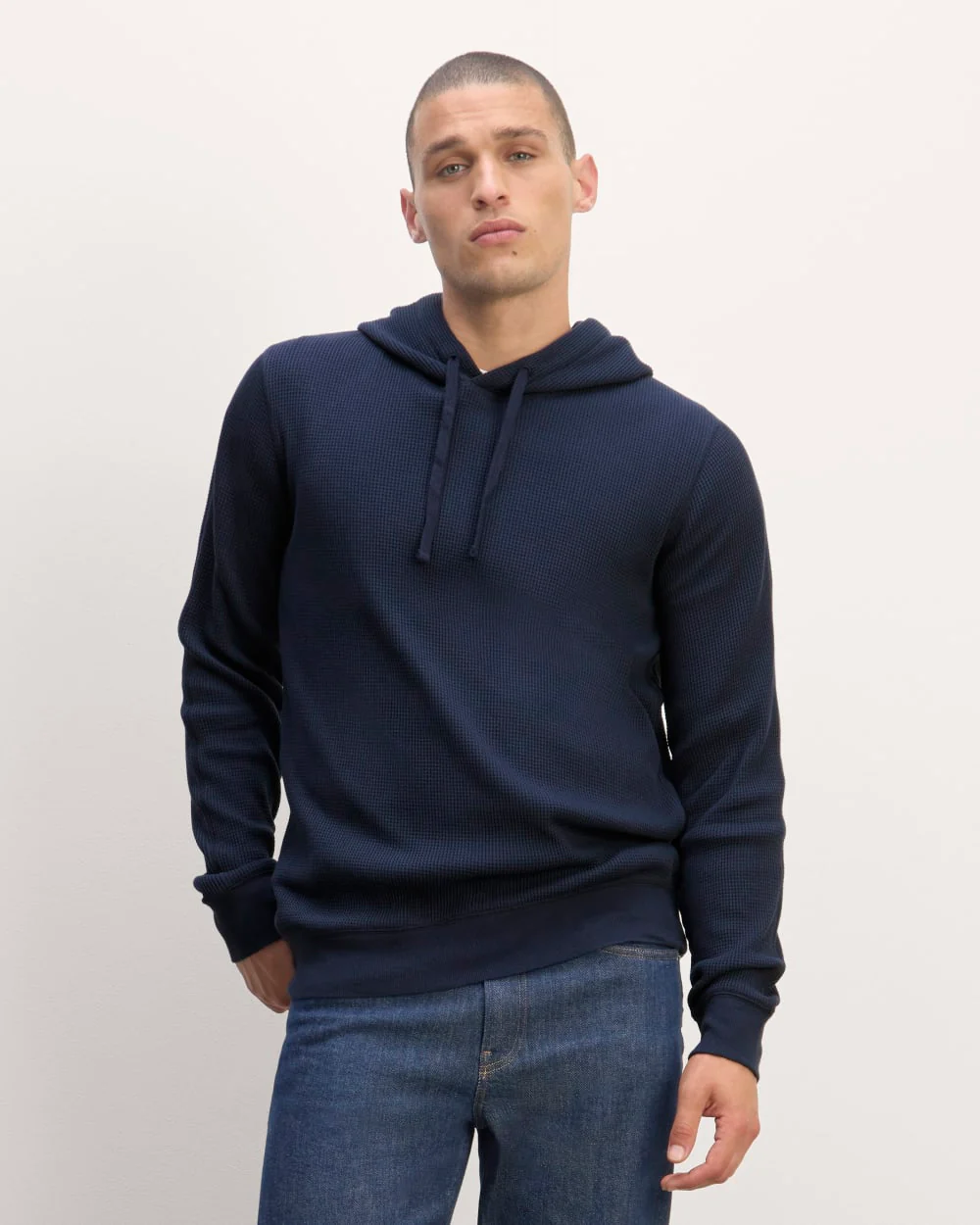 The Waffle-Knit Hoodie | Navy