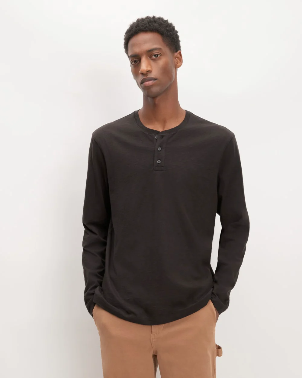 The Slub Long-Sleeve Henley | Black