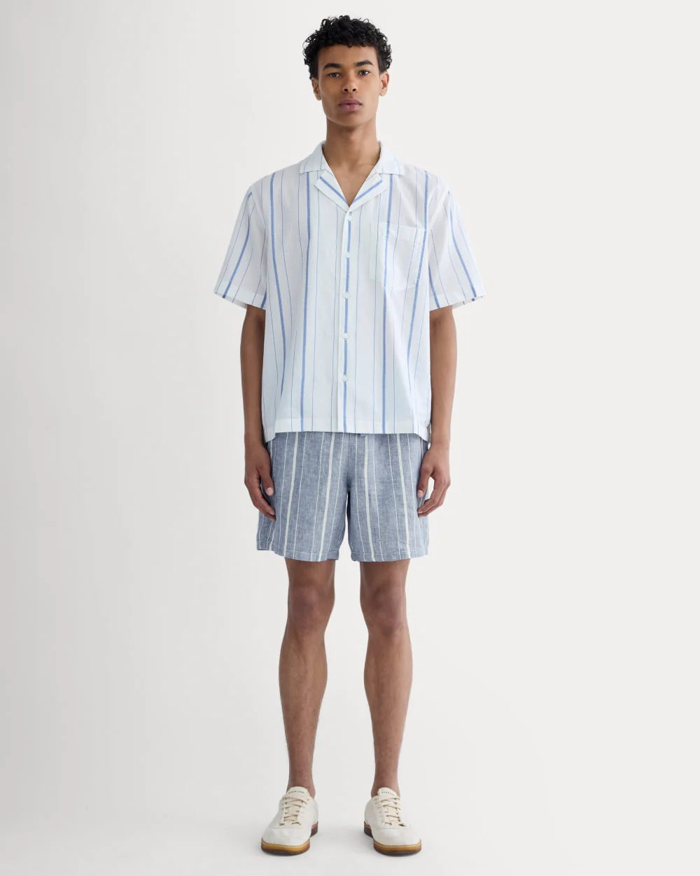 The Linen Easy Short | Dutch Blue / Bone