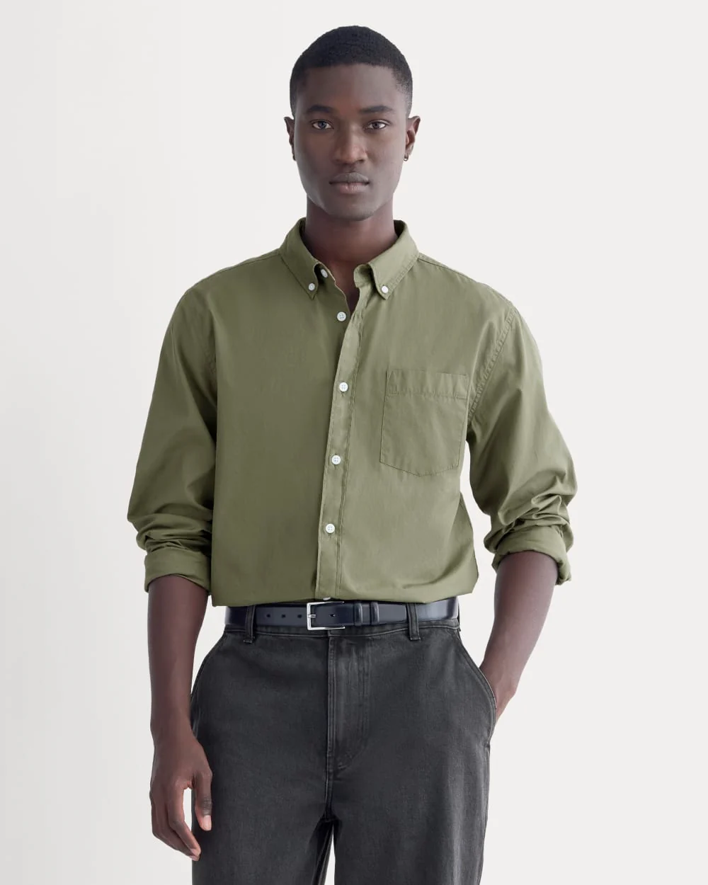 Washed Poplin Shirt | Lichen Green