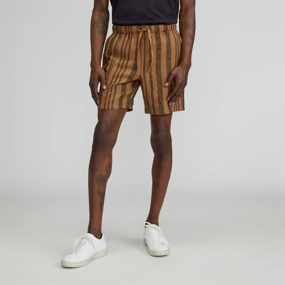 The Linen Easy Short | Toasted Coconut / Black
