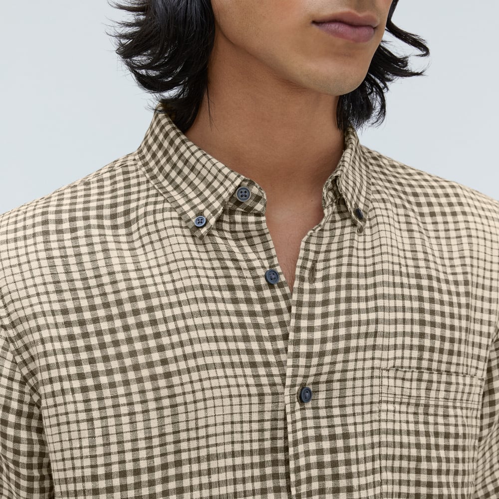 The Classic Short-Sleeve Shirt in Linen | Beech / Parchment Grid