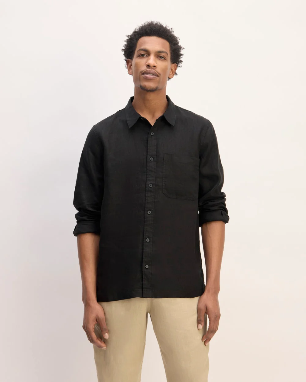 The Linen Straight Hem Shirt | Black