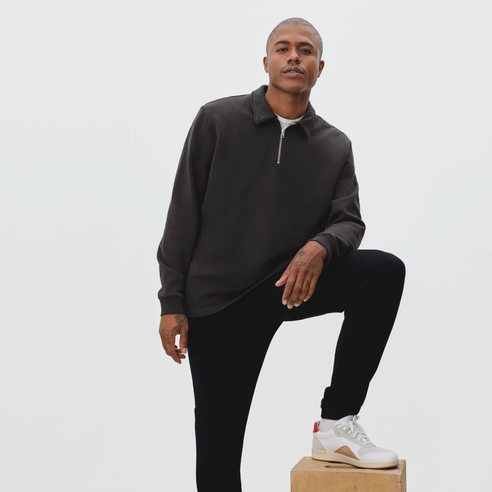 The Track Quarter-Zip Sweatshirt | Black