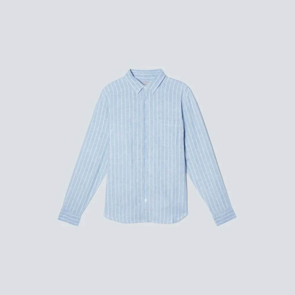 The Classic Shirt in Linen | White / Blue