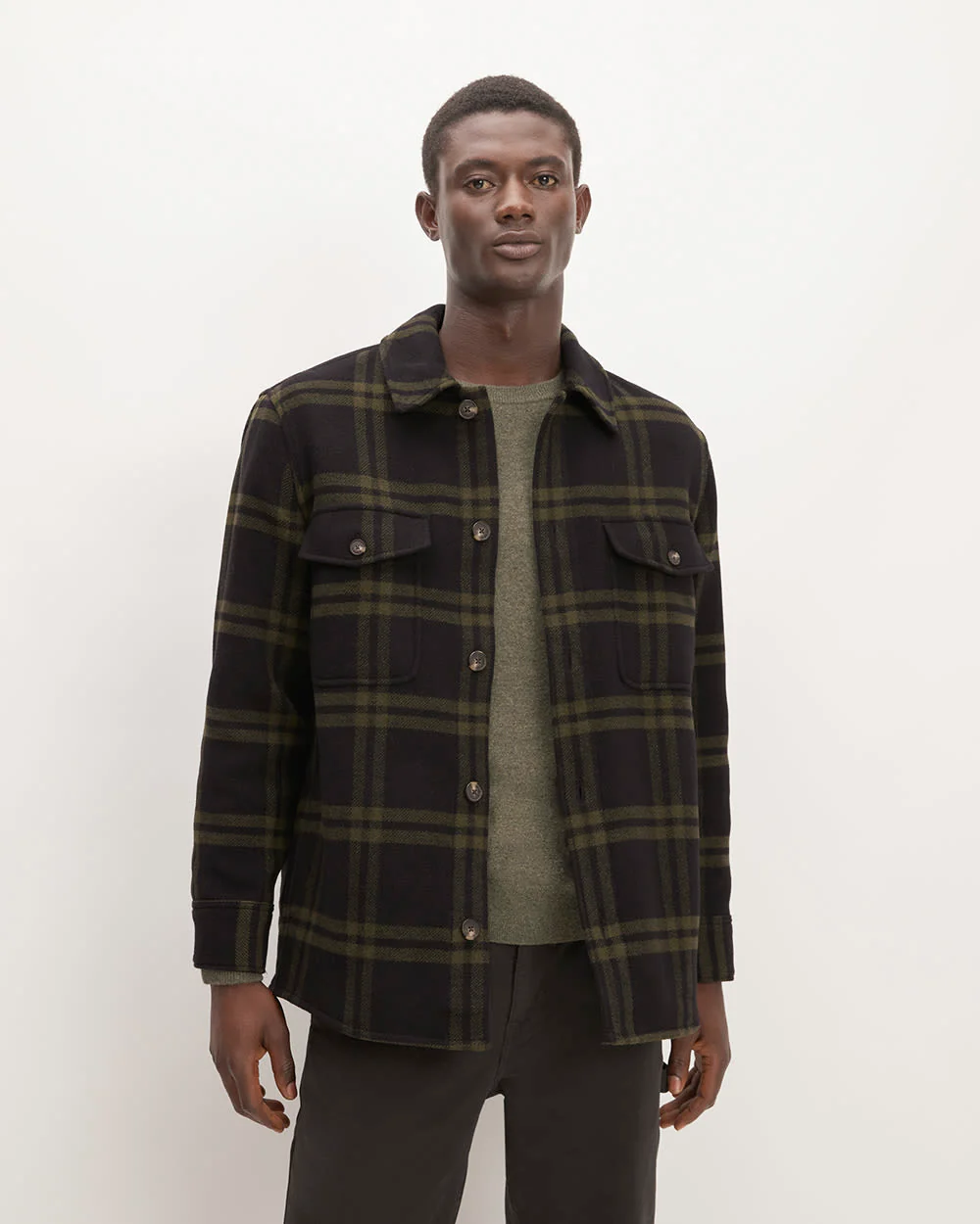 The ReWool® Oversized Shirt Jacket | Black / Olive