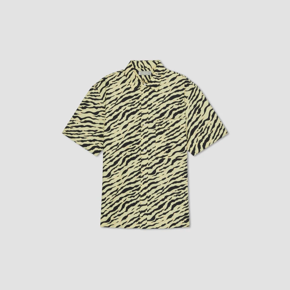 The Poplin Short-Sleeve Shirt | Pale Yellow Tiger Stripe