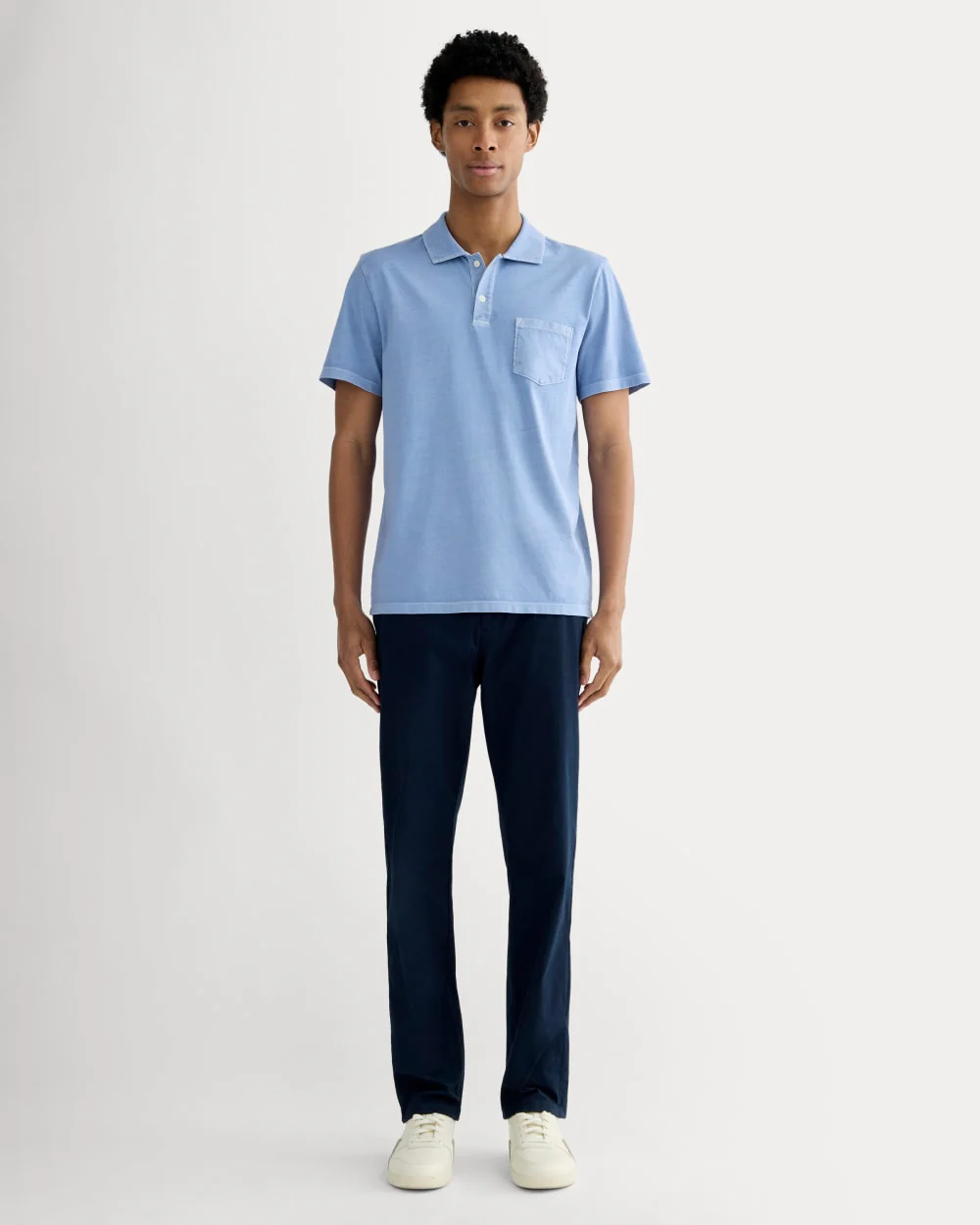 The Essential Organic Garment-Dyed Polo | Granada Sky Blue Garment Dye