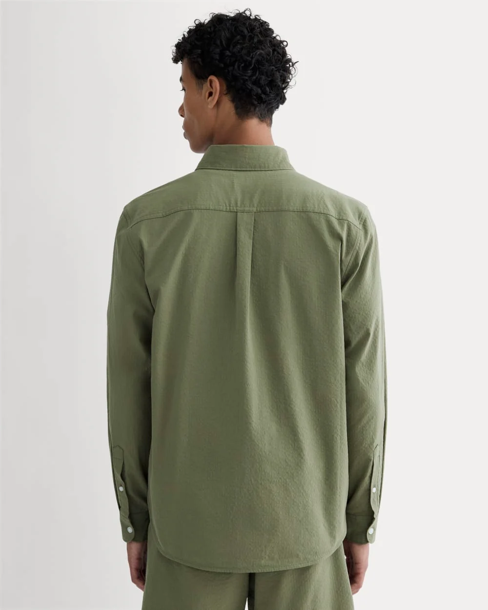 The Seersucker Long-Sleeve Shirt | Lichen Green