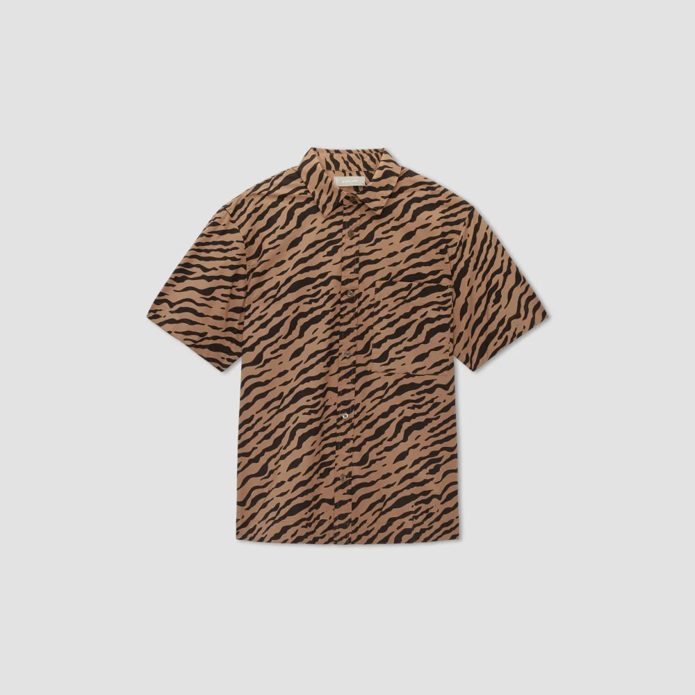 The Poplin Short-Sleeve Shirt | Tiger Stripe Toasted Coconut