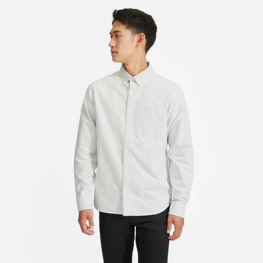 The Standard Fit Japanese Oxford Shirt | Uniform | White / Black Stripe | Tall