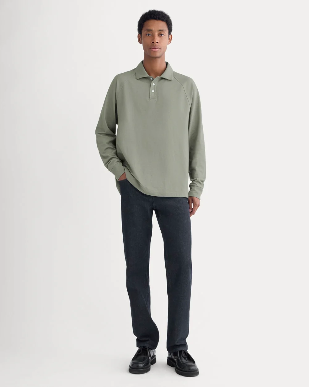 Startup Raglan Polo | Chambray Deep Lichen Green