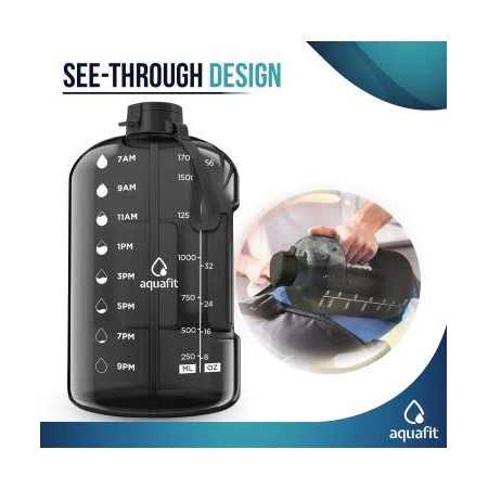 AQUAFIT Half Gallon Water Bottle With Time Marker 64 oz Water Bottle With Straw