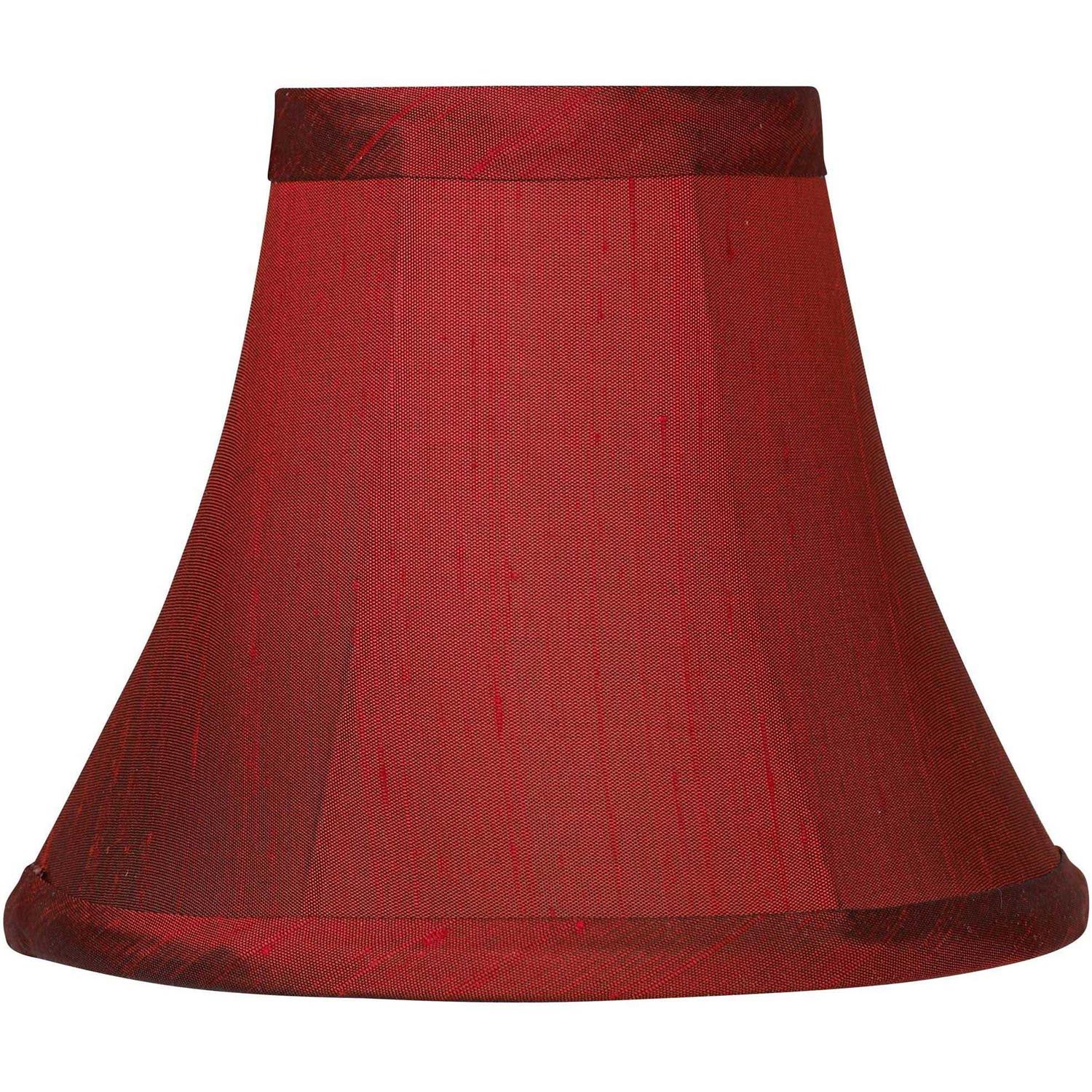 Springcrest Set Bell Lamp Shades Deep Red Faux Silk Small 3 Top x 6 Bottom x 5 High Candelabra Clip-On Fitting