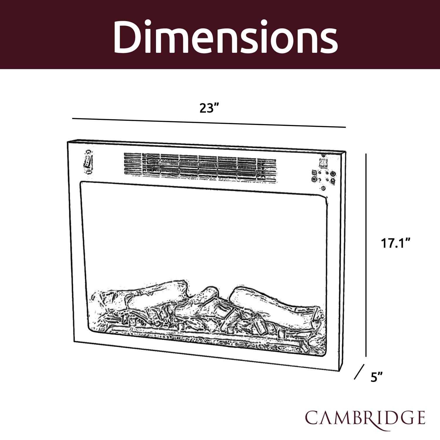 Cambridge Electric Fireplace Insert Charred