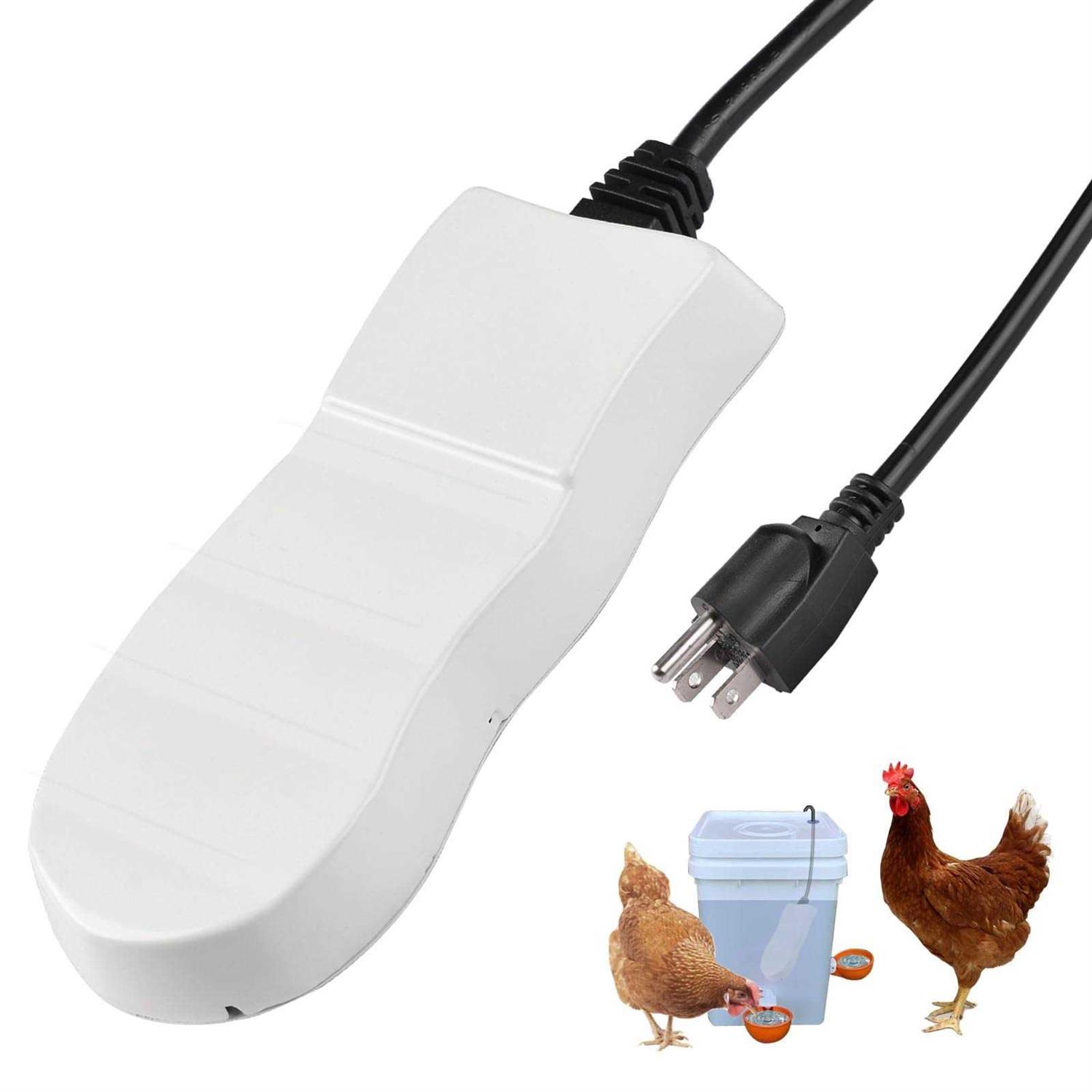 comincia Heated Chicken Waterer Deicer Thermostatic Control Chicken Water Heater Mini Size Water De-icer for Poultry