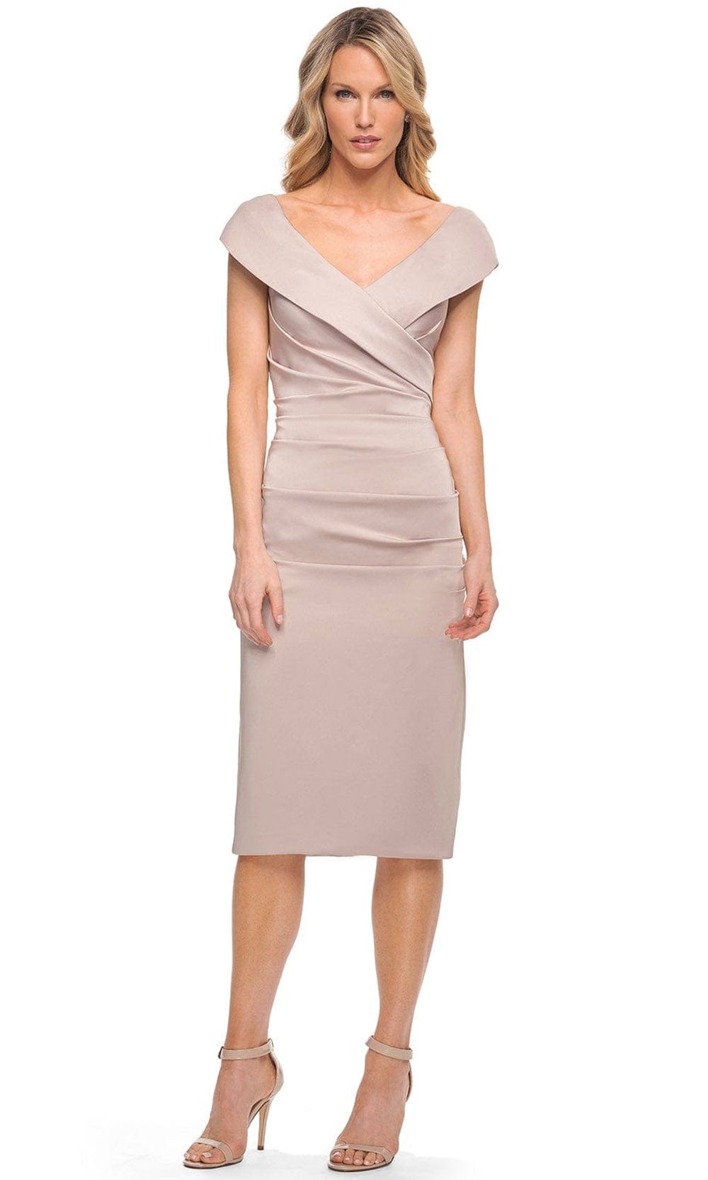 V Neck Pleated Short Sheath Dress