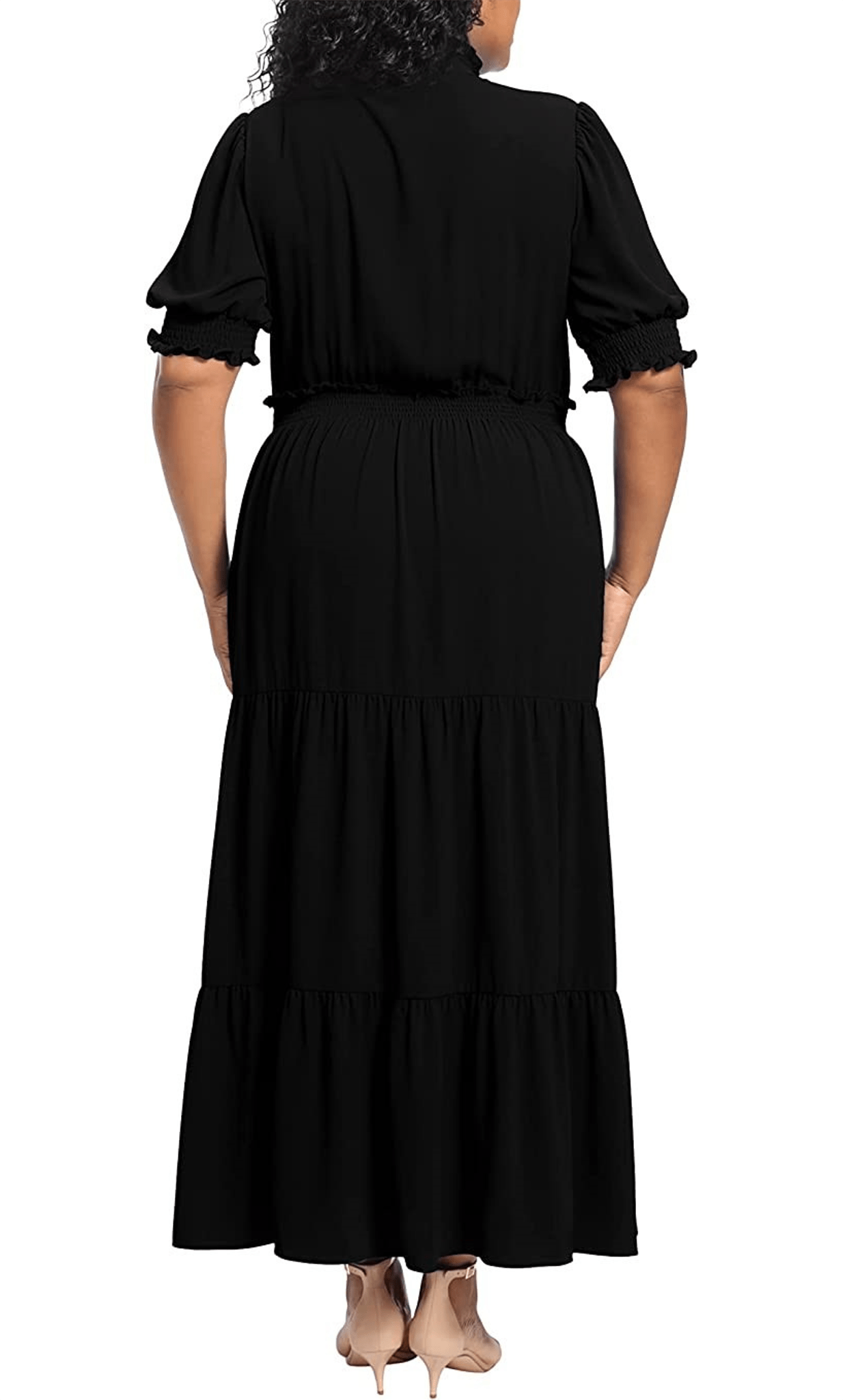 Puff Sleeve Tiered Formal Dress
