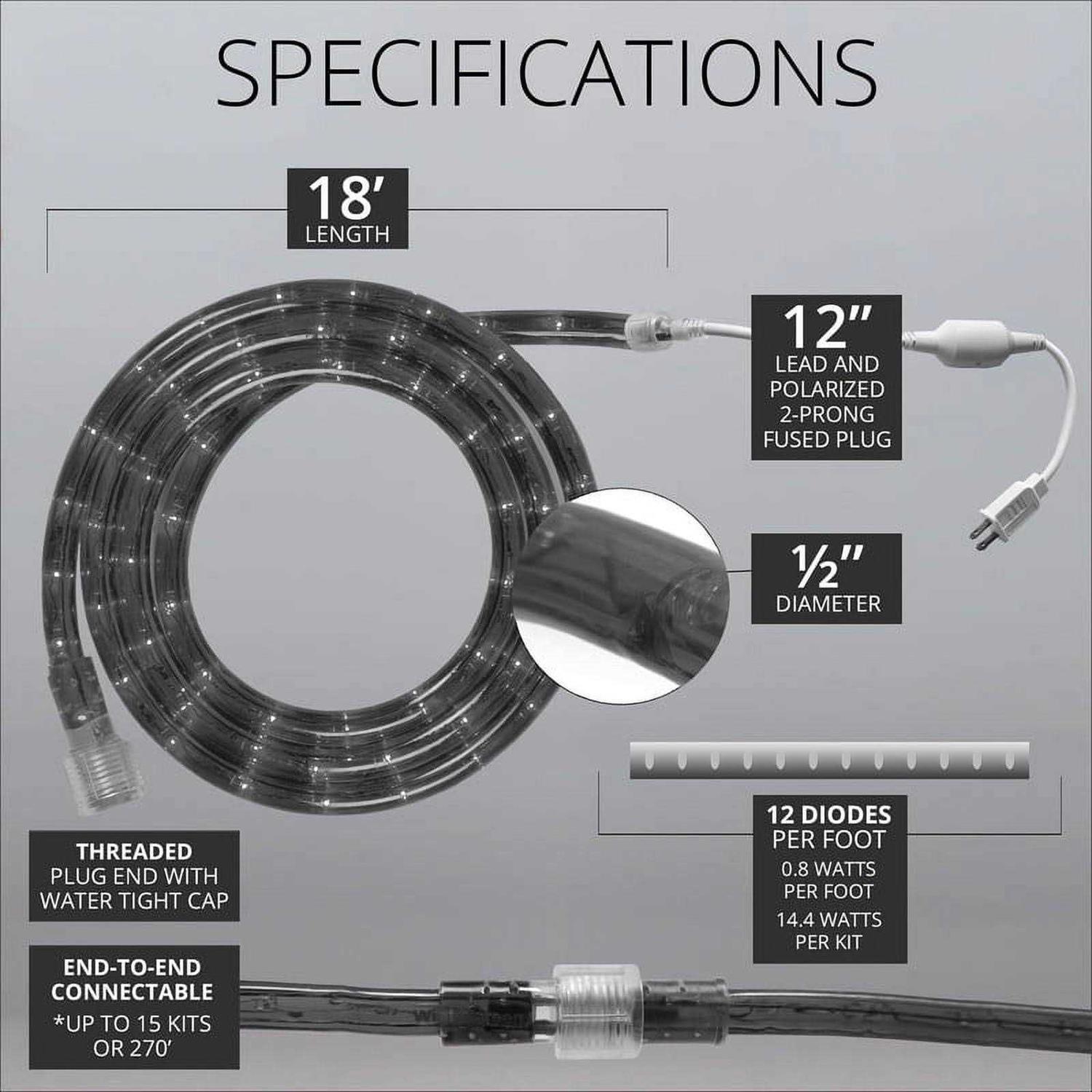 Wintergreen Lighting 150 ft. 1800-Light LED Rope Light Kit